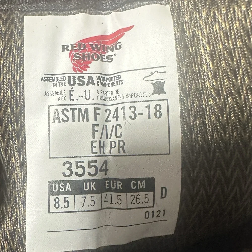 Red Wing 3554 BRNR XP Safety Toe Work Boots Womens 8.5 D ASTM CSA Standards READ